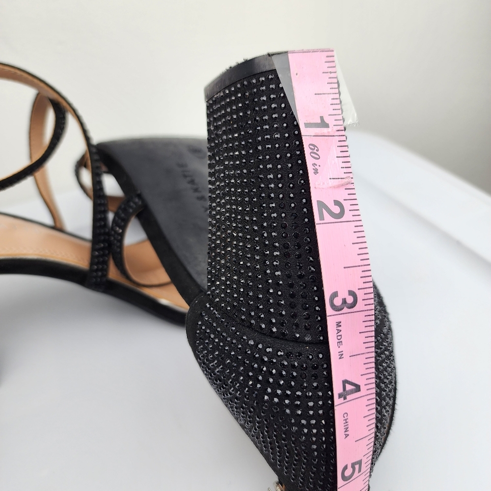 Kelly & Katie Paloona Rhinestones Block Heels Sandals Strappy Pumps Black 9M - Picture 10 of 12